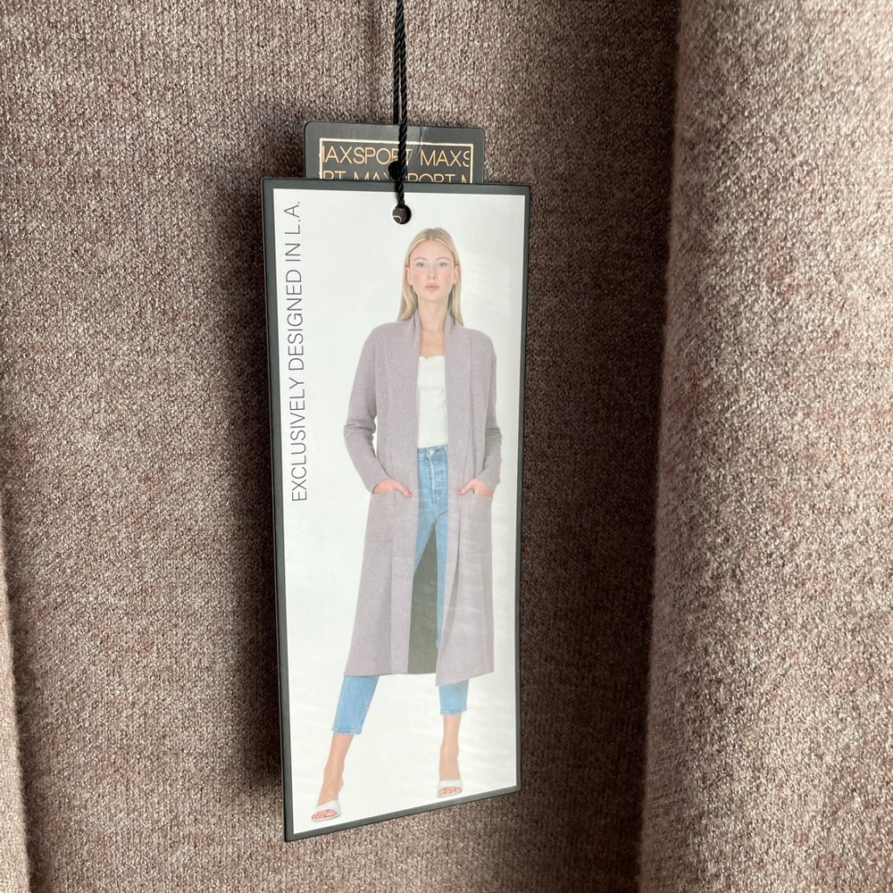 MaxSport Long Cardigan Duster Sand Nude Large - Picture 9 of 11